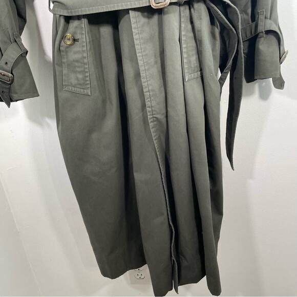 Vintage Burberry Olive Green Novacheck Wool Lined Trench Coat 40 Burberrys - Picture 3 of 16